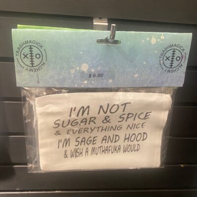 witchy makeup bag, sage and hood pouch, funny cosmetic bag, spiritual baddie gift, zippered spell bag, sassy zipper pouch, trashmagick makeup case, spiritual humor bag, hood witch accessory