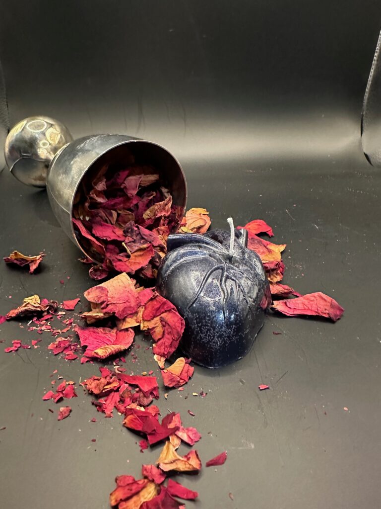 candle-making chaos heart rose petals