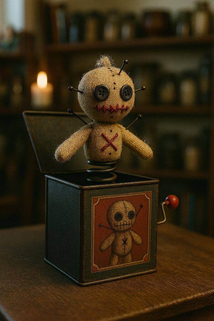 Voodoo doll in jack in the box Trashmagick Alchemy